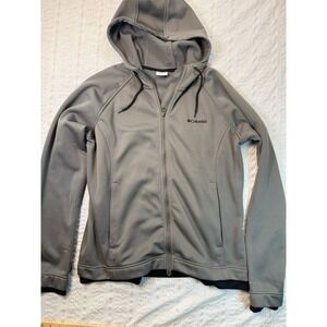 Columbia Jacket Womens XL Gray Full Zip Hoodie Softshell Fleece Lined